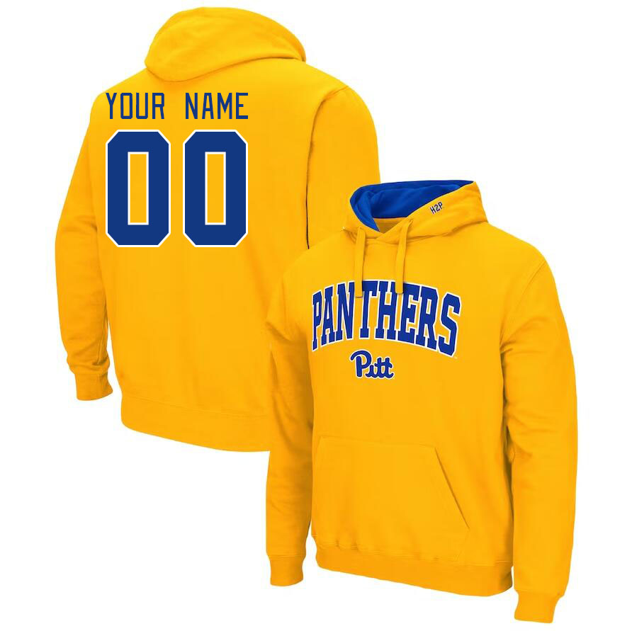 Custom Pitt Panthers Name And Number College Hoodie-Gold